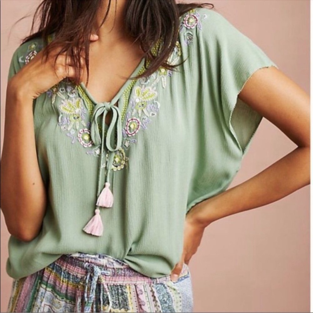 Anthropologie Floreat Persephone Sequin Top